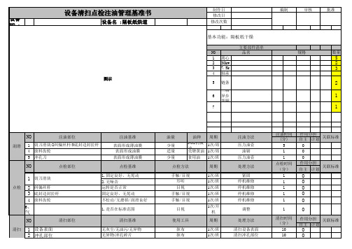 设备清扫点检注油管理基准书范例