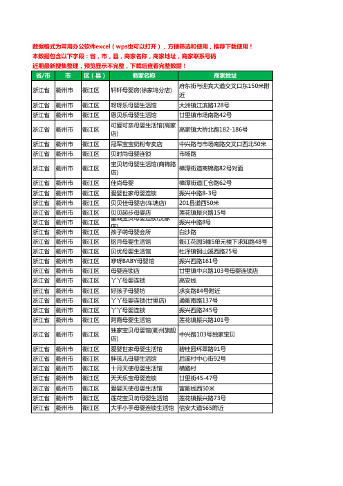 2020新版浙江省衢州市衢江区月子服务工商企业公司商家名录名单黄页联系号码地址大全30家