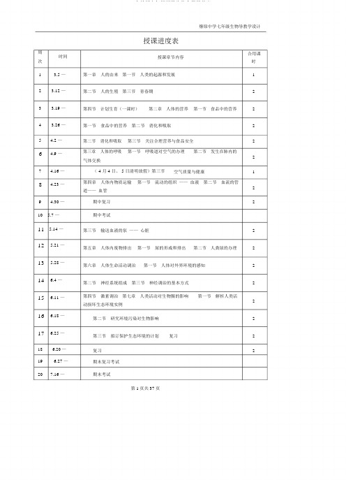 人教版七年级下册生物全册导学案