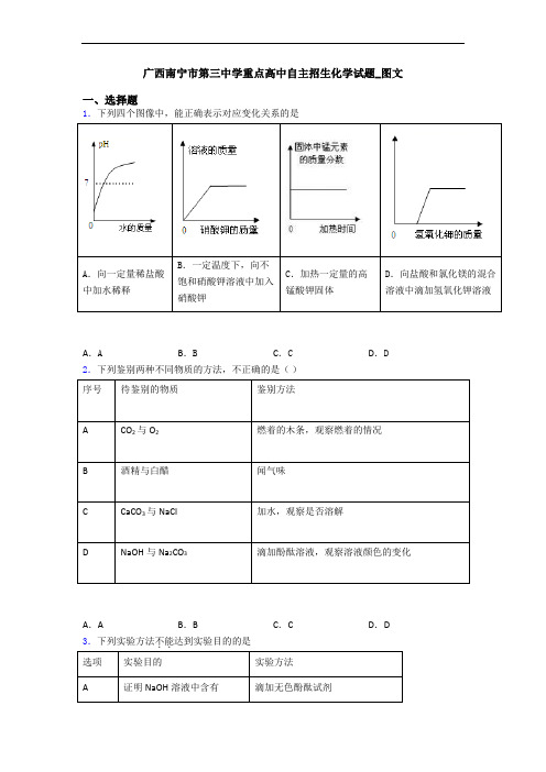 广西南宁市第三中学重点高中自主招生化学试题_图文