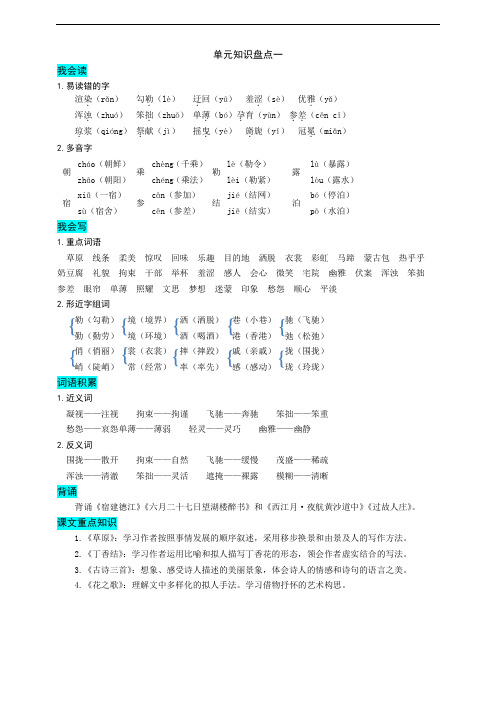 部编版语文小学六年级上册单元知识盘点总结(全册)