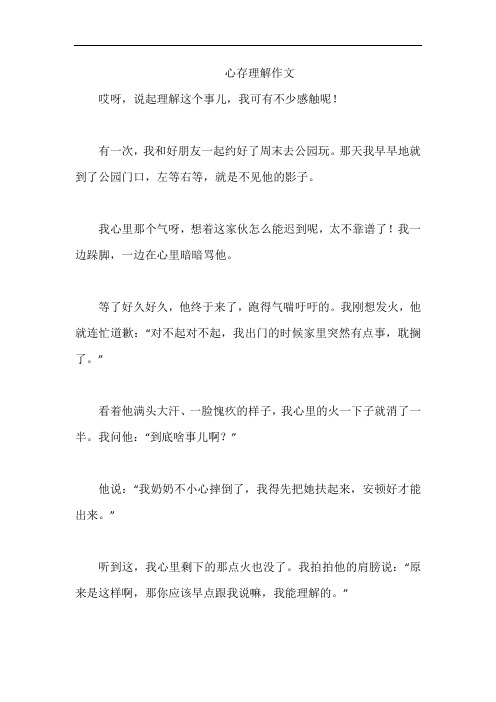 心存理解作文