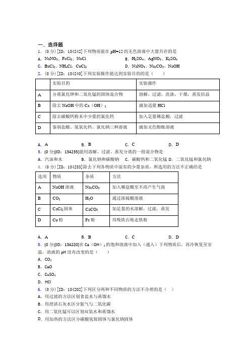 新人教版初中化学九年级上册第十一单元《盐 化肥》测试卷(包含答案解析)(1)