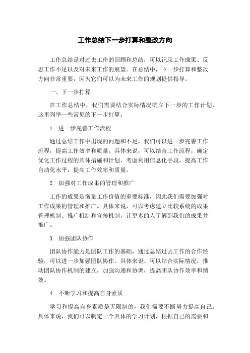 工作总结下一步打算和整改方向