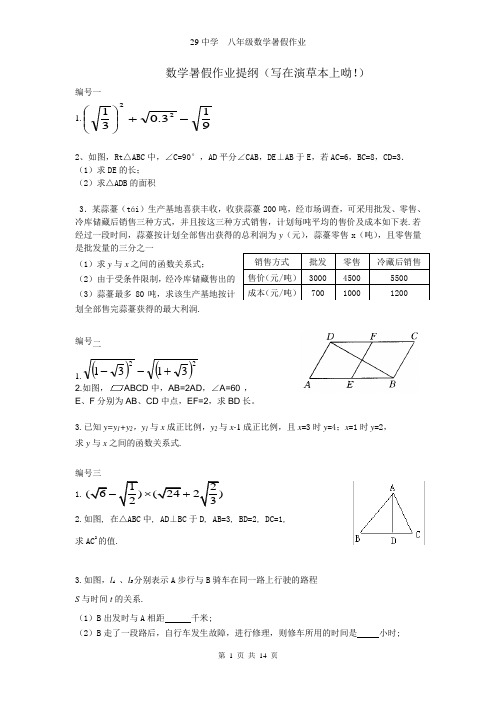 数学--暑假作业八下