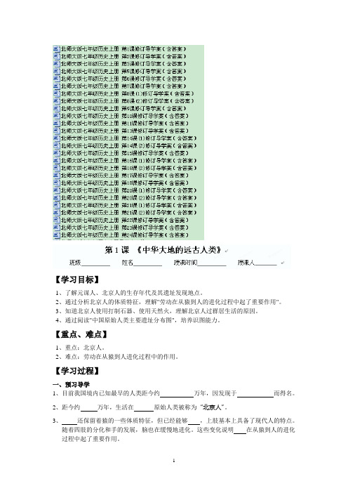 北师大版七年级历史上册导学案26份