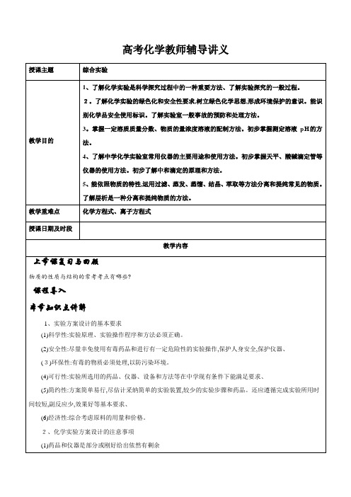 高考化学综合实验专题讲义