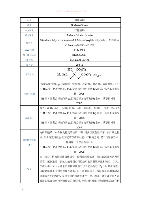 柠檬酸与柠檬酸钠安全用量