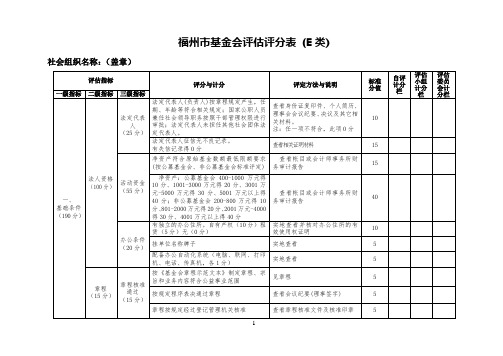 福州市基金会评估评分表 (E类)