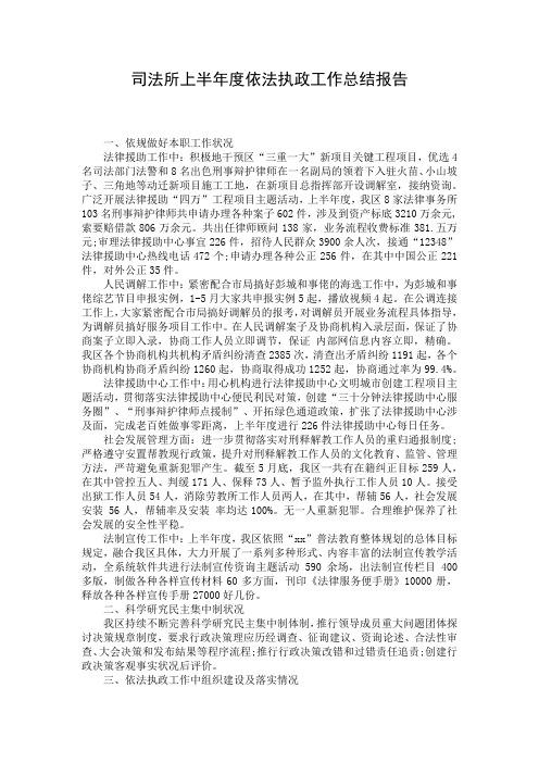 司法所上半年度依法执政工作总结报告