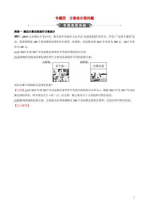 浙江省2019年中考数学专题复习专题四 方案设计型问题训练(含答案)