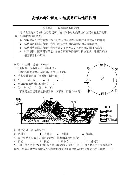 高考必考点6  地质循环与地质作用