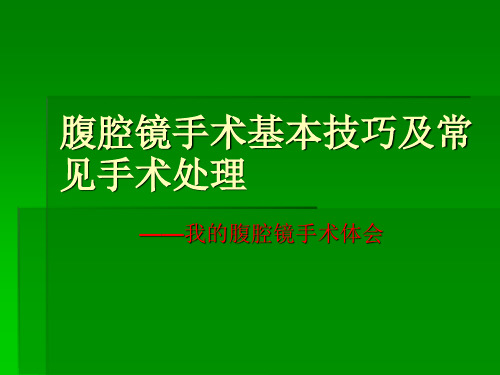 腹腔镜技巧及常见手术的处理