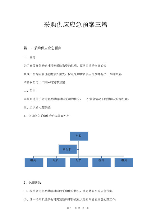 采购供应应急预案三篇