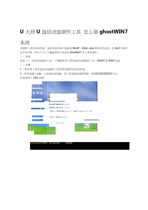 U大师U盘启动盘制作工具-怎么装ghost-WIN7系统