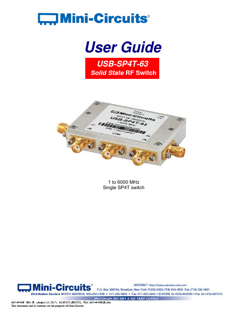 Mini-Circuits USB -SP4T -63 产品说明书