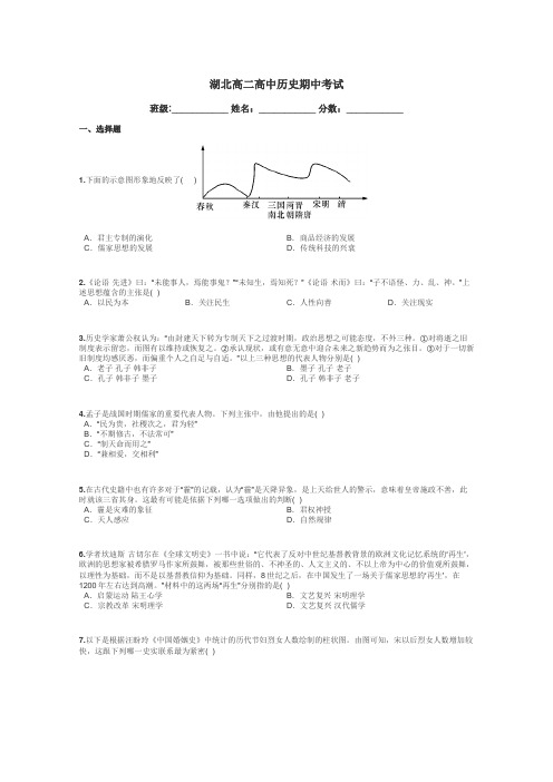 湖北高二高中历史期中考试带答案解析
