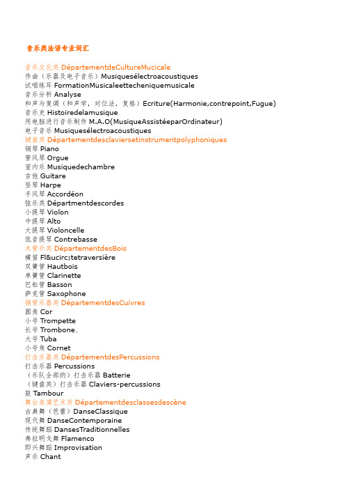 音乐类法语专业词汇