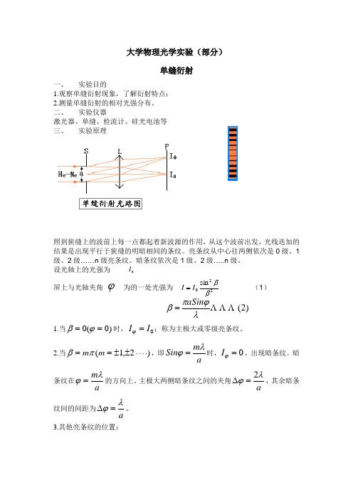 大学物理光学实验(部分)