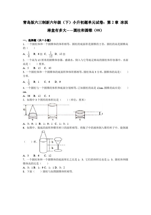 六年级下数学小升初单元试题-轻巧夺冠(17)-15-16青岛版