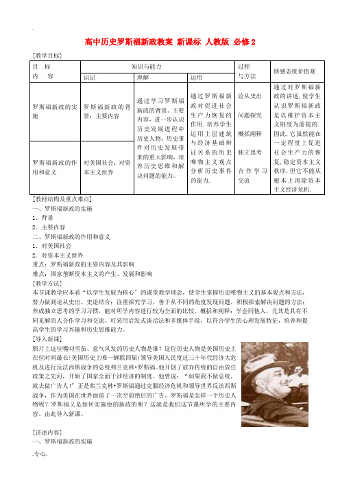 高中历史罗斯福新政教案 新课标 人教版 必修2