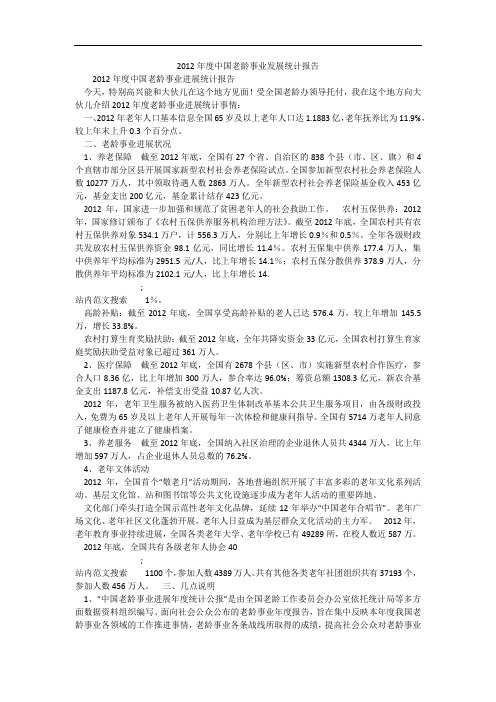 2012年度中国老龄事业发展统计报告