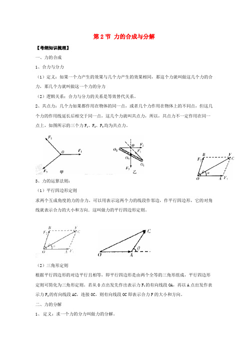 版高考物理一轮精品复习 2.2 力的合成与分解学案 必修1