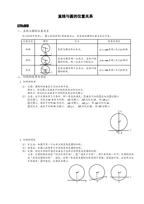 直线与圆的位置关系(1)