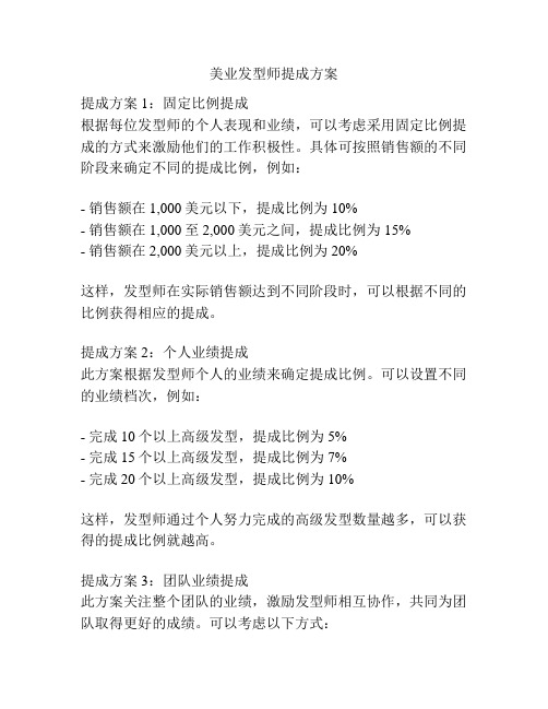 美业发型师提成方案