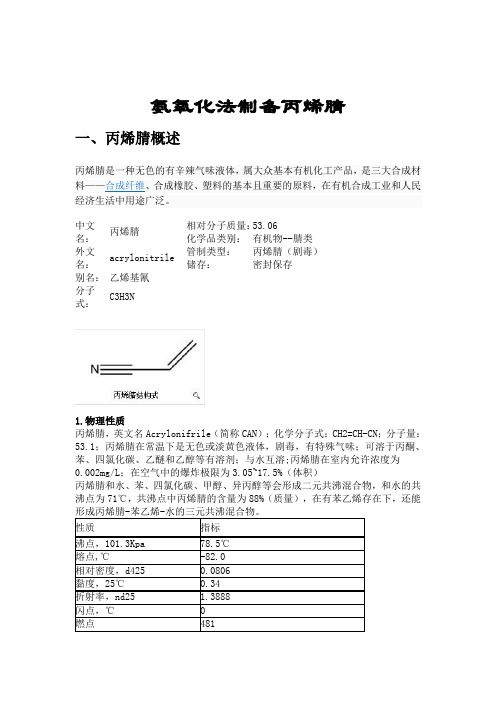 氨氧化法制丙烯晴