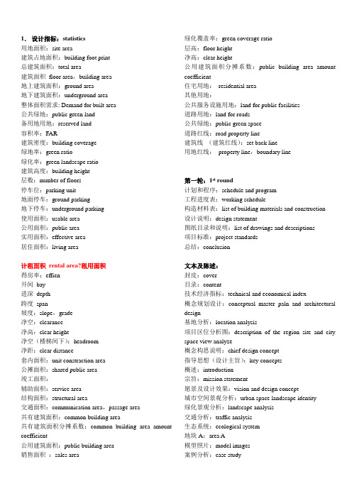 建筑专业名词中英文对照word文档