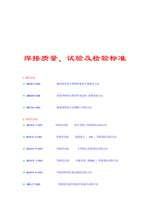 焊接质量、试验与检验标准(doc 13页)