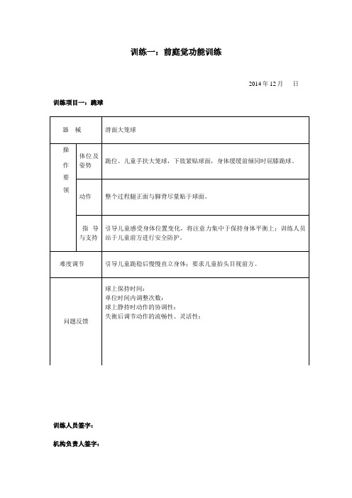 感觉统合训练计划