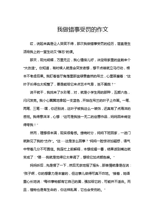 我做错事受罚的作文