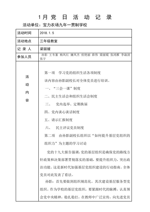 1月党 日 活 动 记录