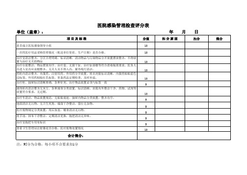 院感管理检查评分表