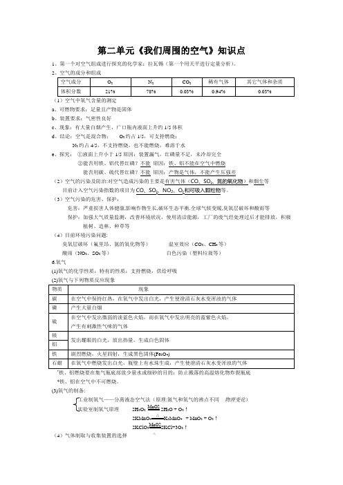 《我们周围的空气 》知识点