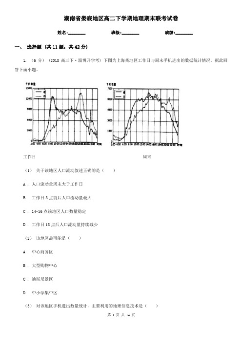 湖南省娄底地区高二下学期地理期末联考试卷