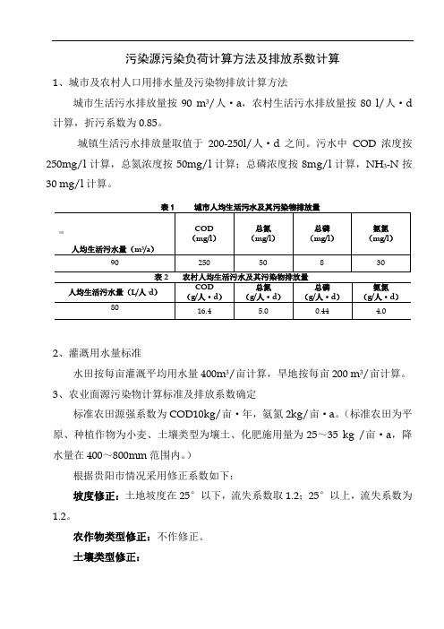 污染源污染负荷计算方法