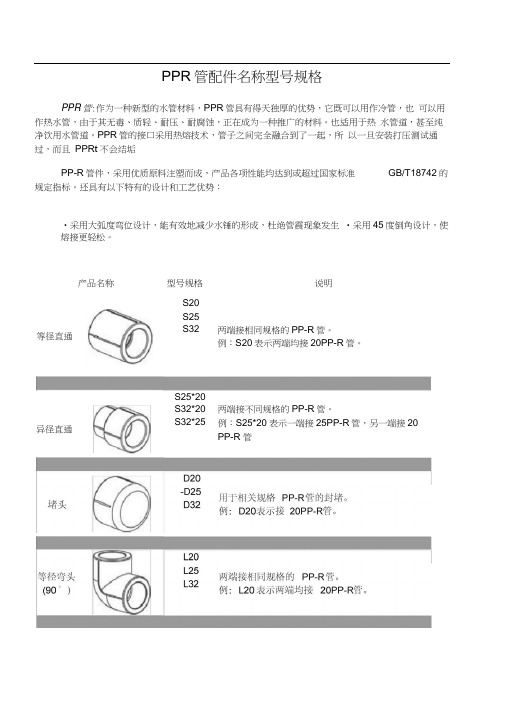 PP-R管件名称型号规格