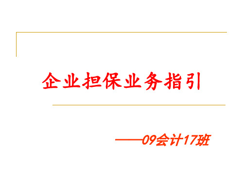 内部控制指引    担保业务