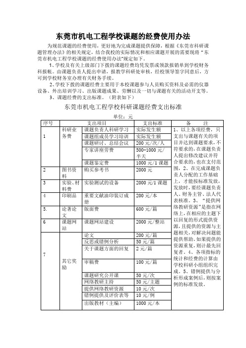 课题的经费使用办法