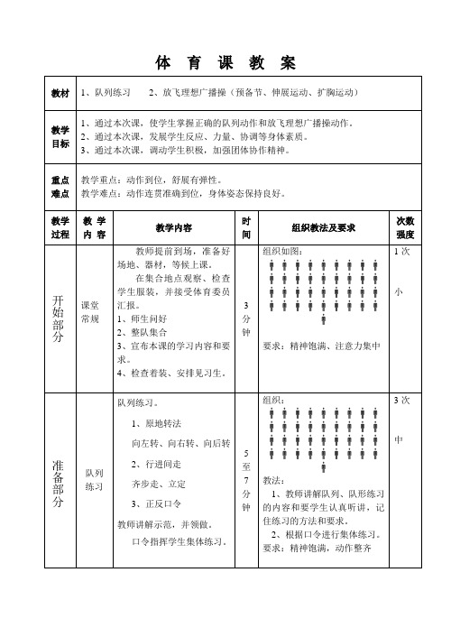 教案2(队列放飞理想预备节节)