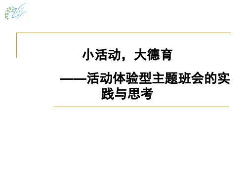 小活动,大德育—活动体验型主题班会的思考与实践