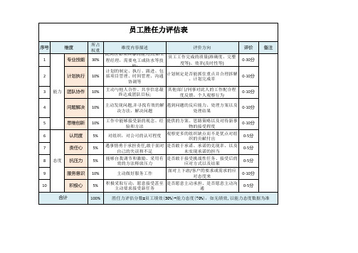 员工胜任力评估表