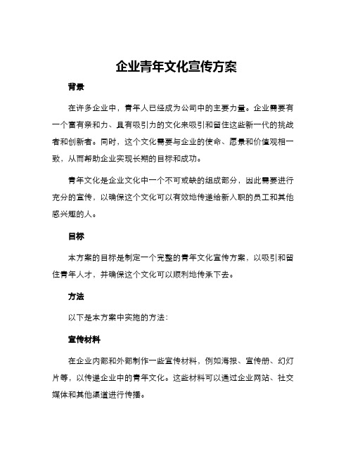 企业青年文化宣传方案