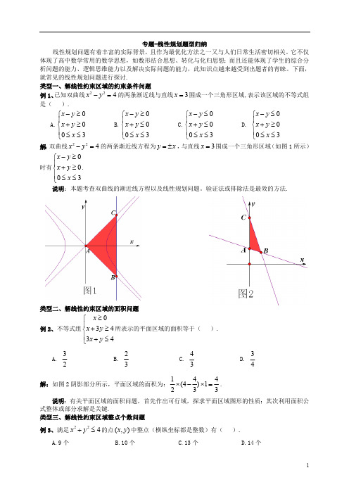 人教版高一必修5第3章不等式专题线性规划题型归纳教案含答案