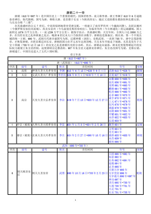 07唐朝帝王世系(资料丰富,内容详尽;已仔细校对,无错误)