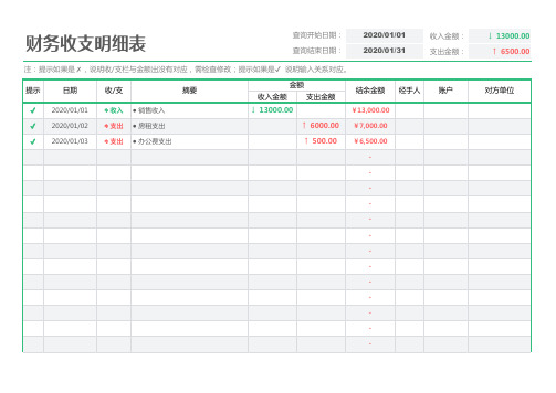 财务收入支出明细表