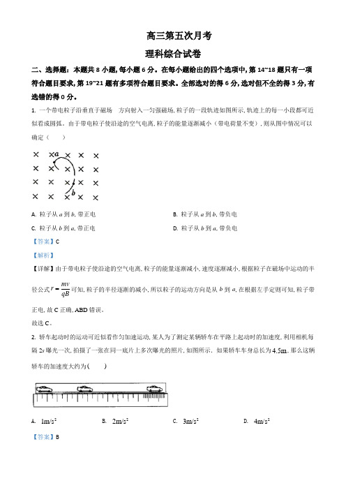 高三上学期第五次模拟(期末)考试理科综合物理试题(解析版)